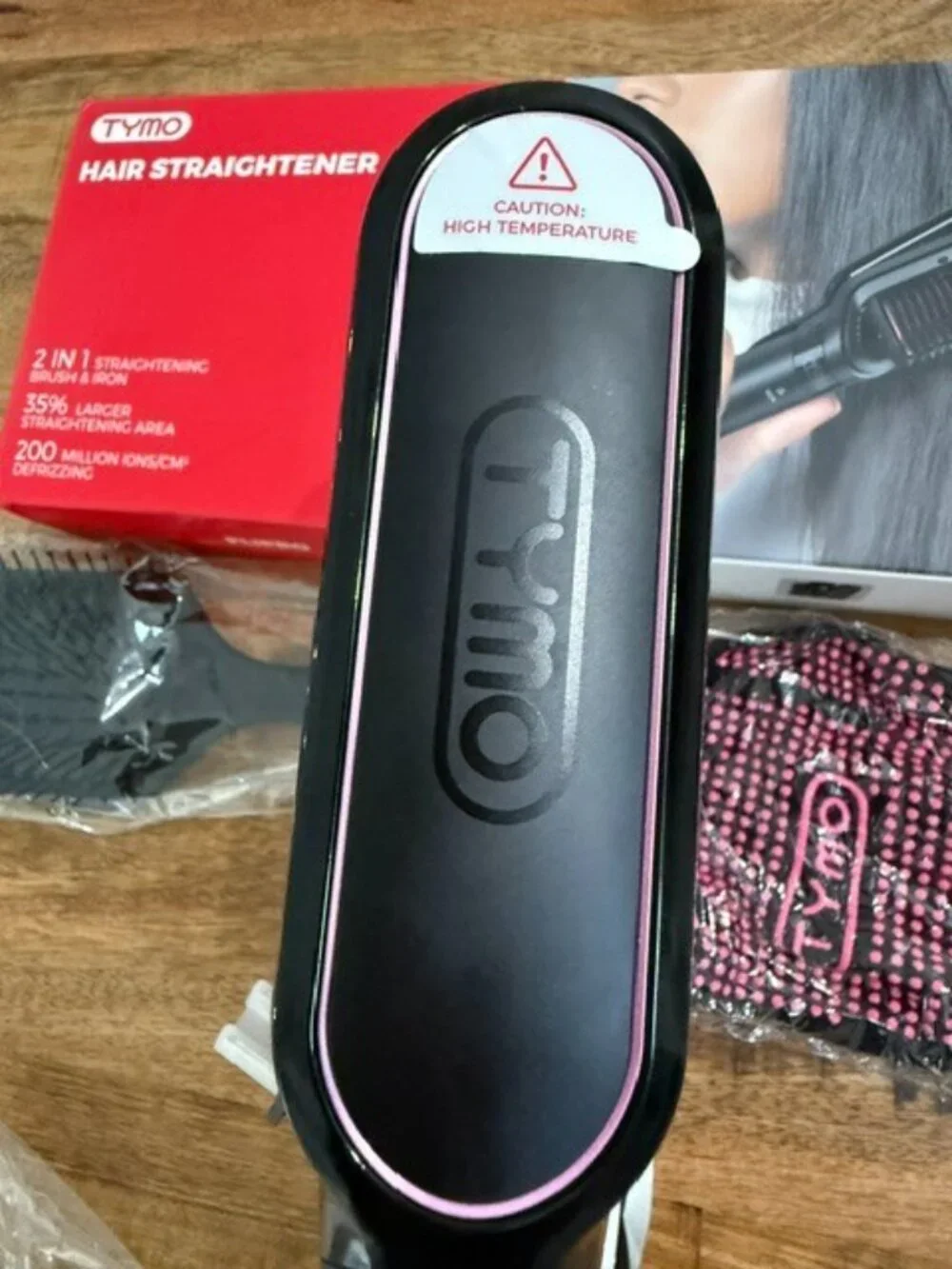 TYMO Flipro Hair Straightener Comb Brush 2 in 1 Flat Iron Anti Frizz 200M Ions